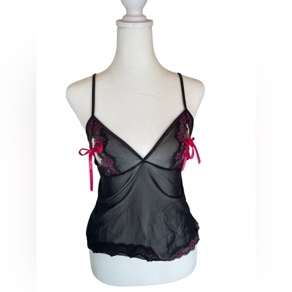 Victoria’s Secret Vintage Black and Pink Lace Camisole
